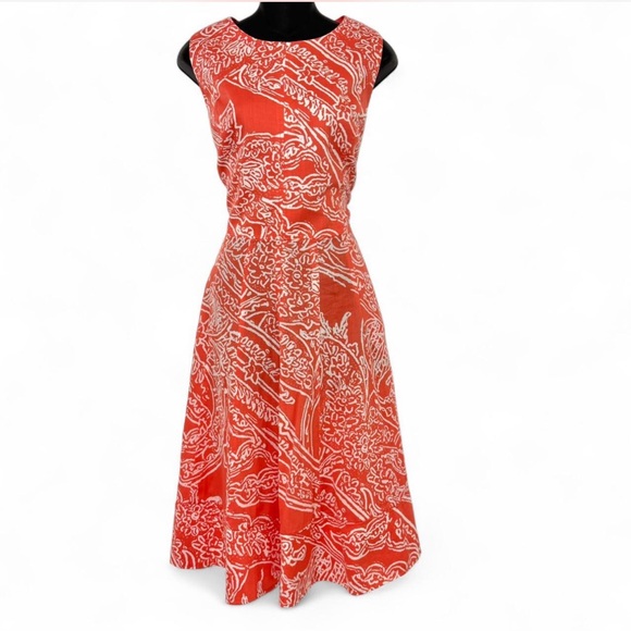 Anne Klein Dresses & Skirts - Anne Klein Coral & White Fit & Flare Dress w/ Pockets Sz 14 Lined floral